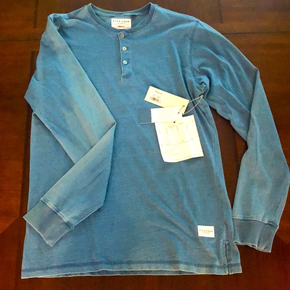 Five Four Men’s Indigo Cotton Long-Sleeved Henley